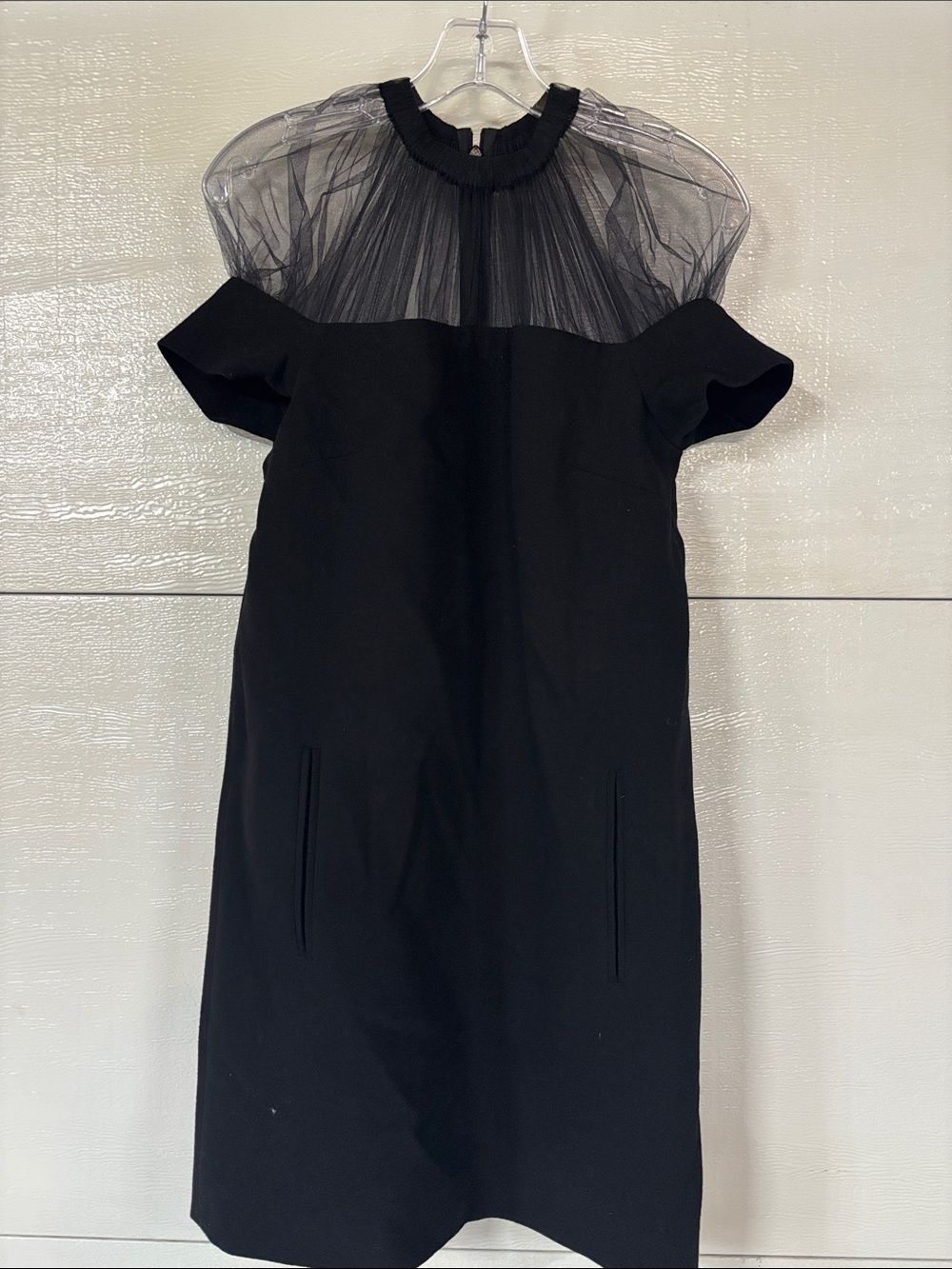 Christopher Kane Black Tulle Yoke Midi Dress